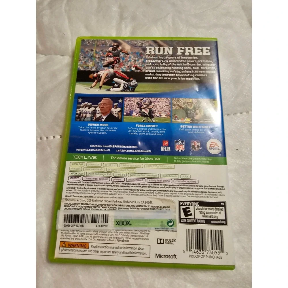 Madden NFL 25 Xbox‎ 360 Football Video Game Kinect Compatible EA Sports